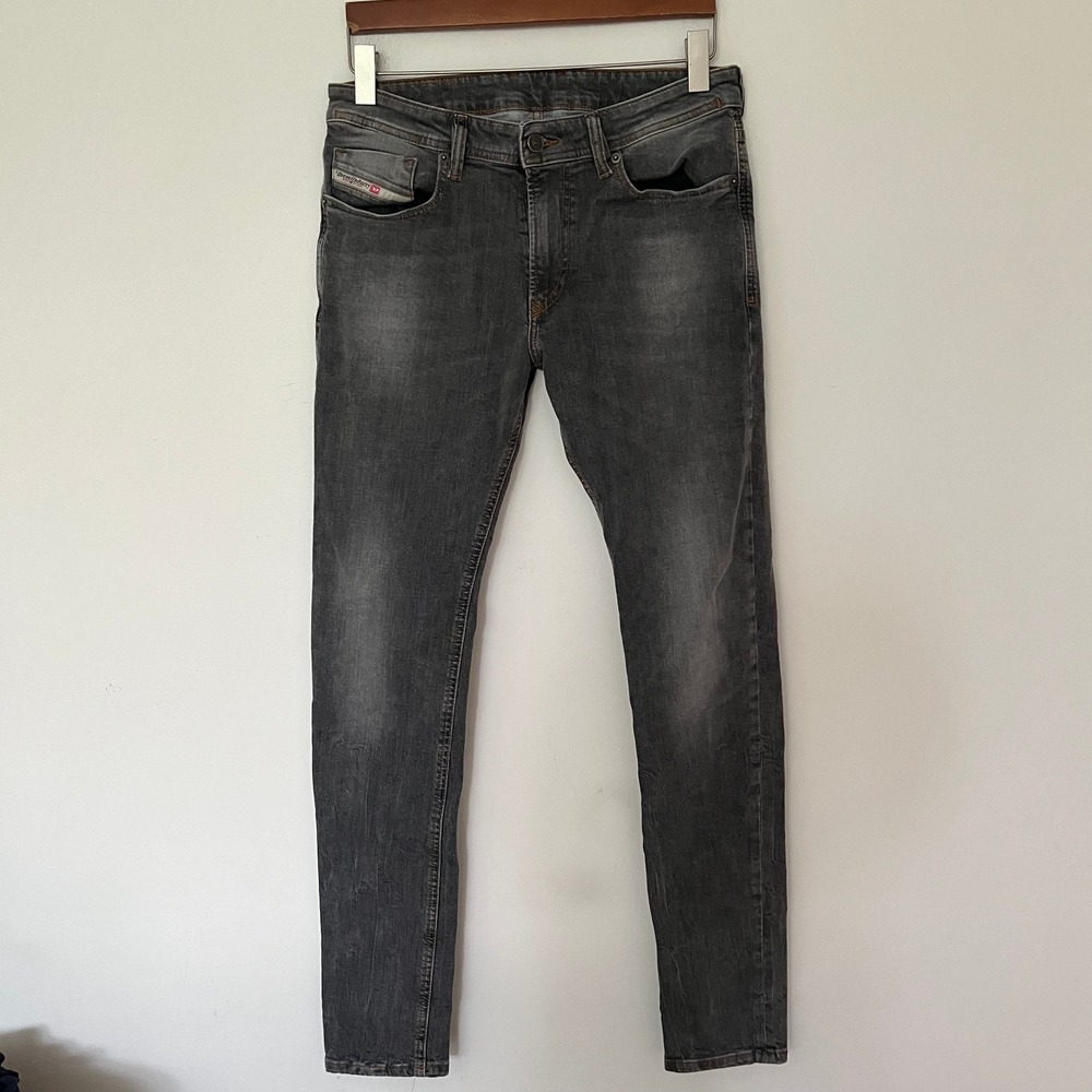 Diesel Industry 1979 Sleenker 30x32 Jeans Faded Grey Distressed Denim Mens